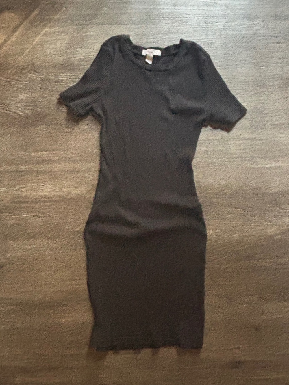 Black short sleeve ribbed mini dress 90s goth bodycon shaping daily casual